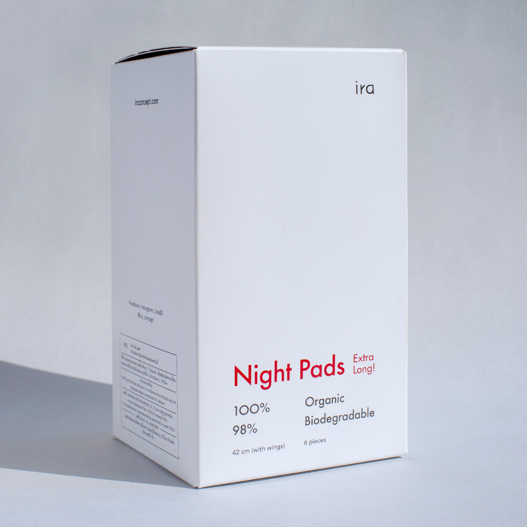 Ira Organic Biodegradable Night Pads 泰國 ira 有機98%可降解衛生巾- 夜用特長 (6片)